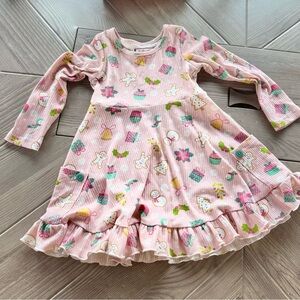 Cheeky Plum l Ribbed Holiday Christmas Ruffle Dress l Girl's Size 3T